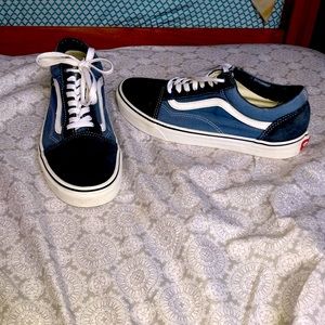 old school vans navy blue and black size 8.5 men’s 10 women